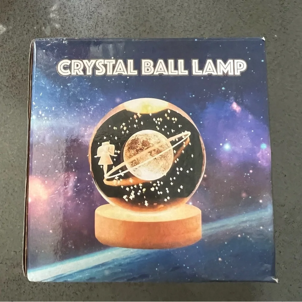 New USB 3D Night LED Light Galaxy Crystal Ball Table Lamp Wooden Stand Bedside